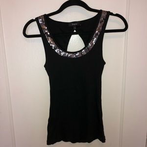Express Black Tank w/ Silver Sequin Detail Size M